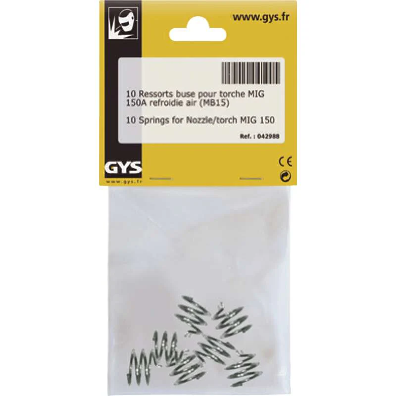 Lot de 10 Ressorts buse pour torche MIG 150A refroidie air (MB15) GYS 042988