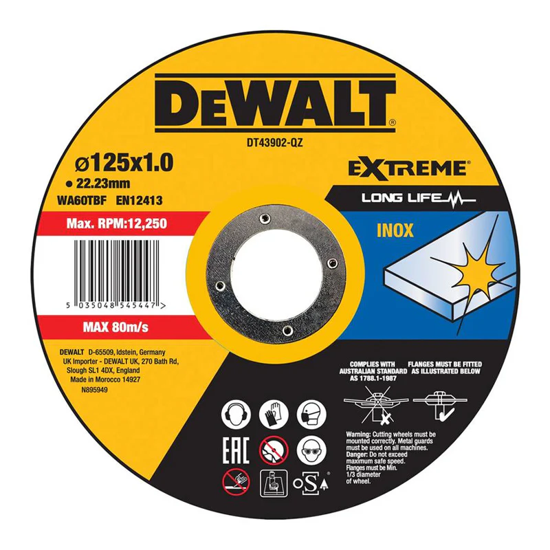 Lot de 25 Disques à tronçonner l'inox 125x22,2mm, moyeu plat DEWALT - Image 2