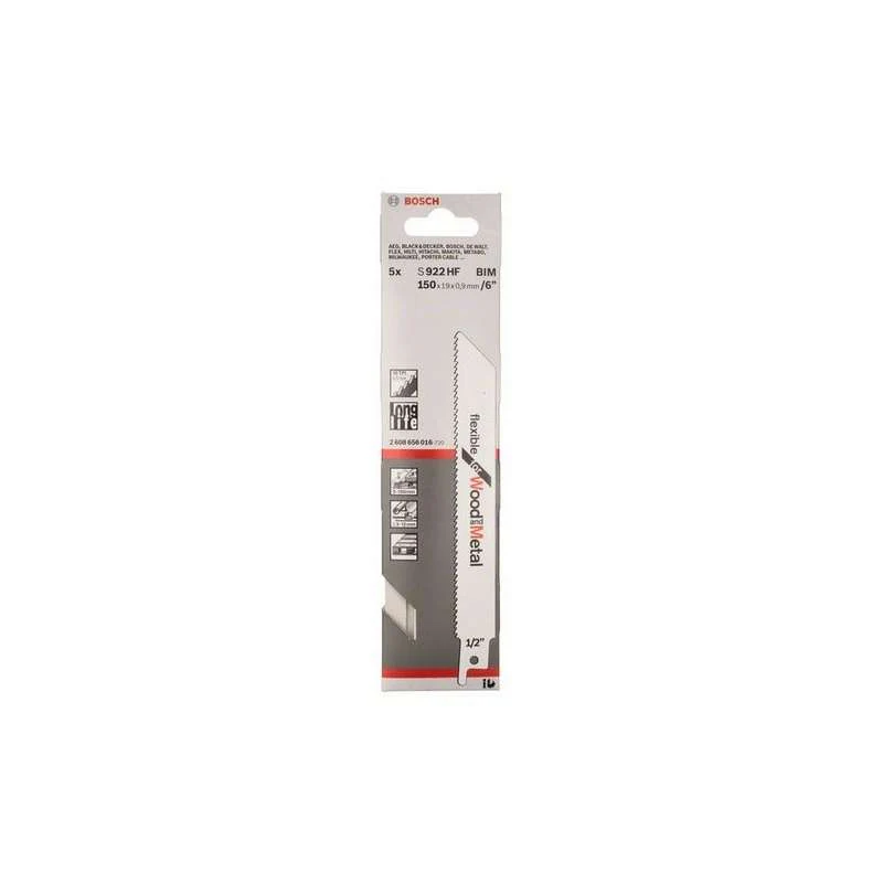 Lot de 5 Lames de Scie sabre BOSCH PRO S922HF Bois / Métal - Image 2