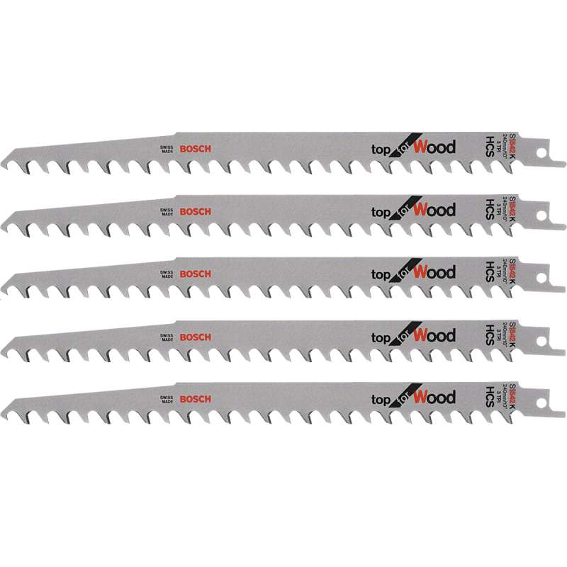 Lot de 5 lames de scie sabre S 1542 K BOSCH 2608650682 pour bois