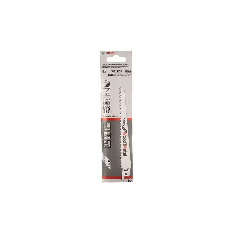 Lot de 5 lames de scie sabre S 611 DF BOSCH 2608656258 pour bois et métal - Image 2