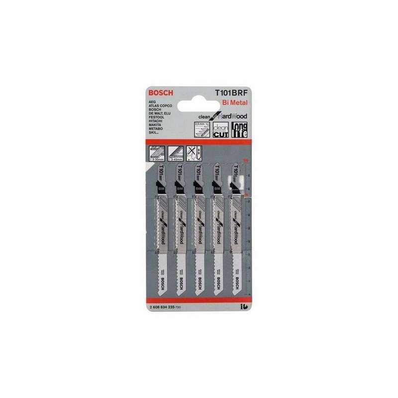 Lot de 5 lames de scie sauteuse T 101 BRF BOSCH 2608634235 pour bois dur - Image 2