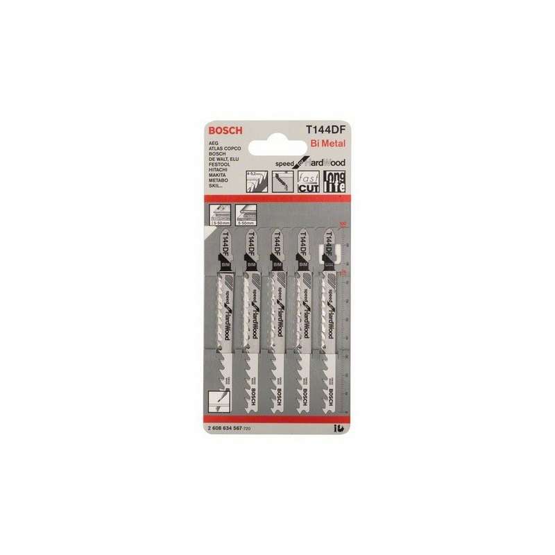 Lot de 5 lames de scie sauteuse T 144 DF BOSCH 2608634567 pour bois dur - Image 2