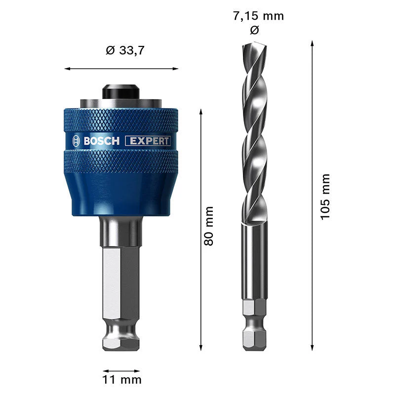 Mandrin BOSCH 2608900527 PC 3/8" 8,7 mm avec foret HSS-G Ø 7,15 x 105 mm - Image 2