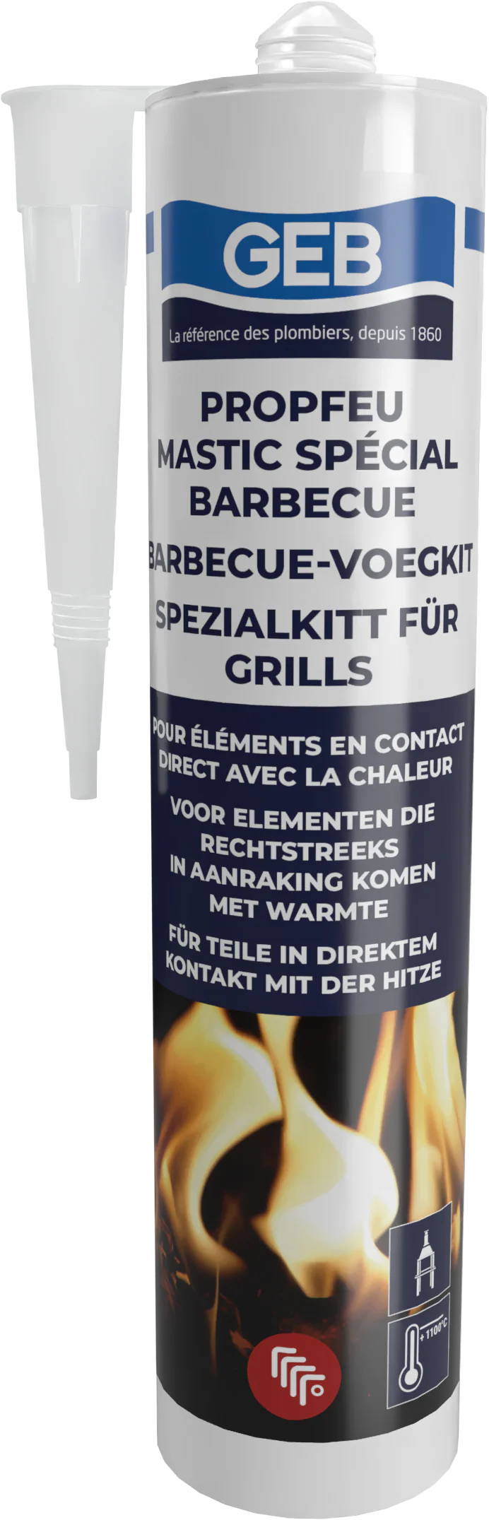 Mastic colle GEB Propfeu spécial barbecue pour les éléments réfractaires 310ml - Image 2