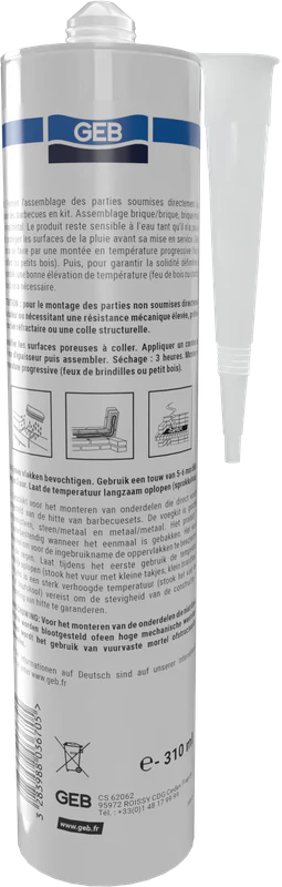 Mastic colle GEB Propfeu spécial barbecue pour les éléments réfractaires 310ml - Image 3