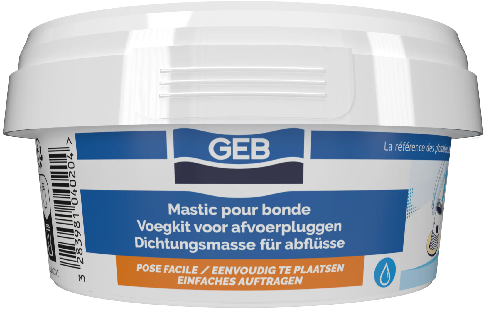 Mastic sanitaire d'étanchéité GEB pour les bondes et emboitements des tuyaux 200g - Image 2