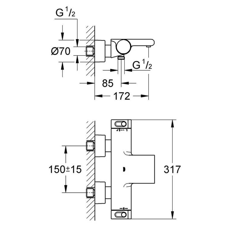 Mitigeur bain/douche thermostatique GROHTHERM 2000 GROHE 34174001 - 100% CoolTouch® - chrome - Image 2