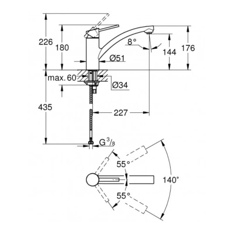 Mitigeur évier - bec bas GROHE QuickFix - SWIFT - Image 2