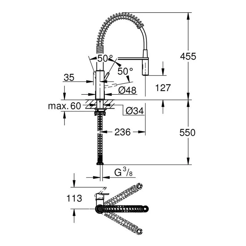 Mitigeur évier GET 360° GROHE 30361000 - col de cygne professionnel - douchette déclipsable - chromé - Image 5