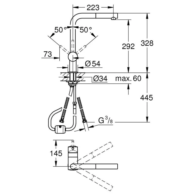 Mitigeur évier MINTA 360° GROHE 32168000 - bec haut avec mousseur extractible - chromé - Image 4