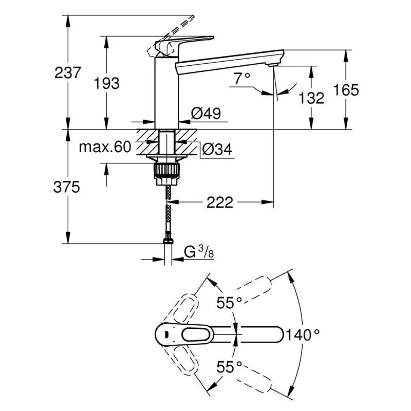 Mitigeur évier START FLOW GROHE 31691000 bec droit - chrome - Image 3