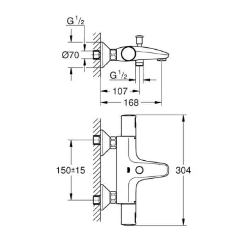 Mitigeur thermostatique Bain / Douche 1/2 GROHE Quickfix - Precision Start - Image 2