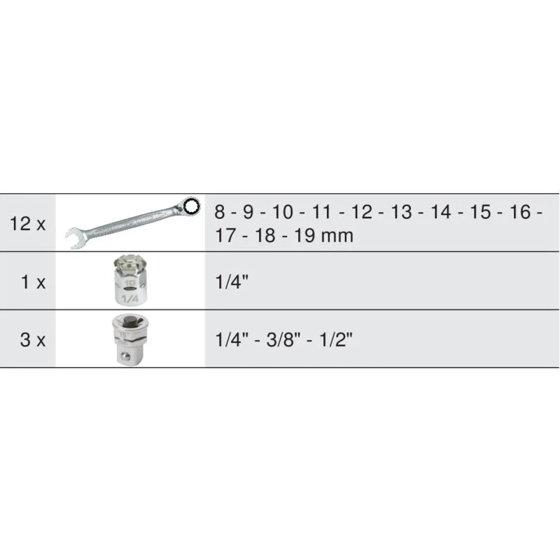Module de clés mixtes à cliquet réversible GEARplus® avec adaptateurs, 16 pièces  - KS TOOLS - 713.2027 - Image 2