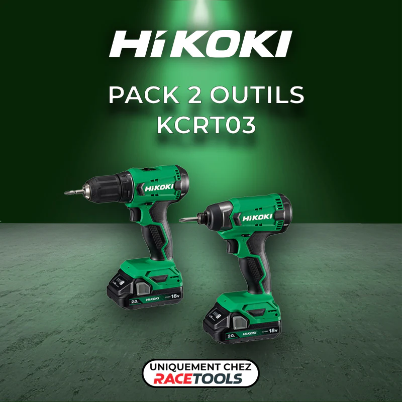 Pack 2 outils HIKOKI Perceuse + visseuse à choc 18V KCRT03 (DS18DA + WH18DA + 2 x 2Ah + UC18YKSLW0Z) - Image 2