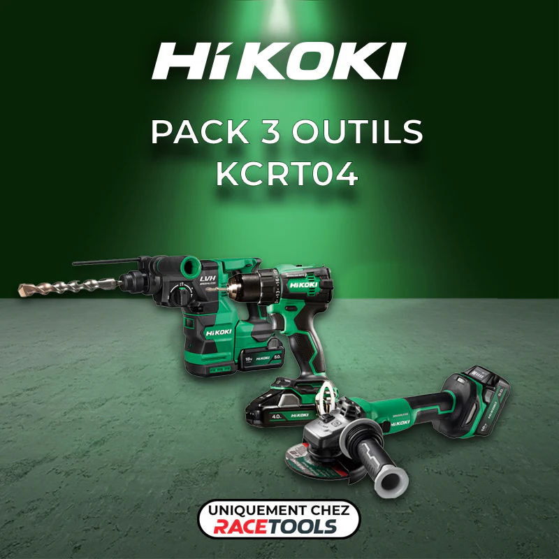 Pack 3 outils Hikoki Perceuse + perforateur + meuleuse 18V Brushless KCRT04 (DS18DE + DH1826DA + G1813DVE + 2 batteries 5 Ah + chargeur) - Image 2
