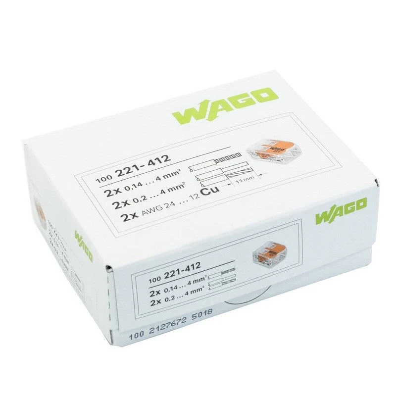 Pack de 100 Bornes à levier WAGO 221-412 - 2 x 4 mm² - Image 4