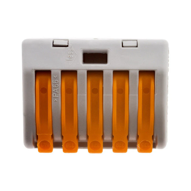 Pack de 30 bornes de connexion rapide a levier WAGO 5 entrées fil souple et rigide - S222 - Image 3