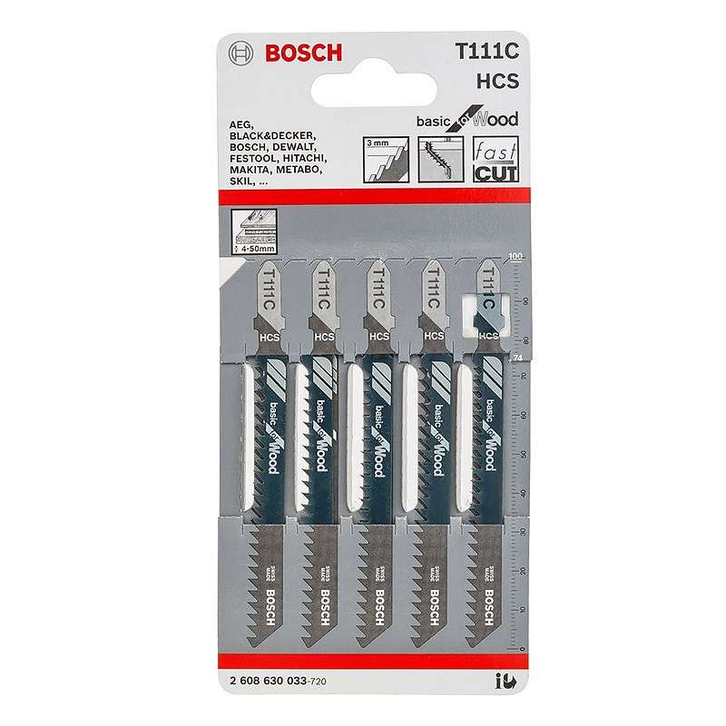 Pack de 5 lames de scie sauteuse BOSCH 2608630033 T111C  BOIS - Image 2