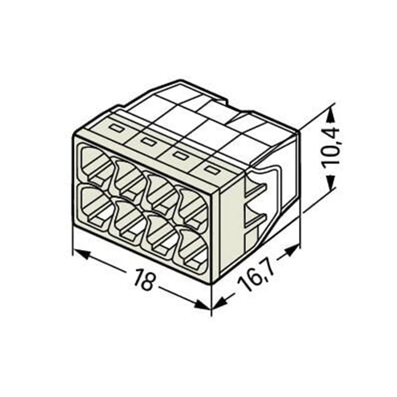 Pack de 50 Bornes WAGO 2273-208 - 8 x 0,5 à 2,5mm² - Image 2