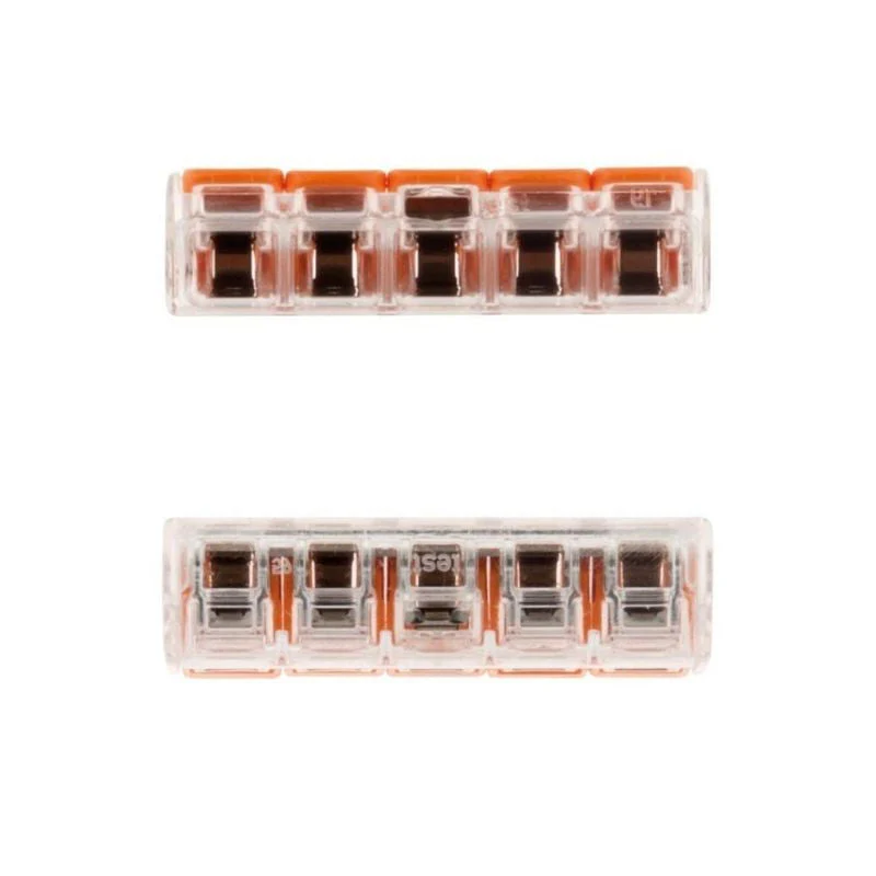 Pack de 50 bornes de connexion rapide à levier WAGO 5 entrées fil souple et rigide - S221 - Image 4