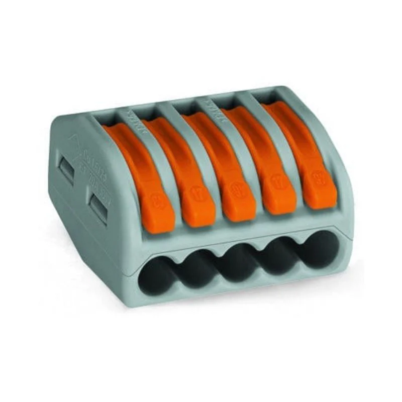 Pack de 50 bornes de connexion rapide a levier WAGO 5 entrées fil souple et rigide - S222 - Image 2