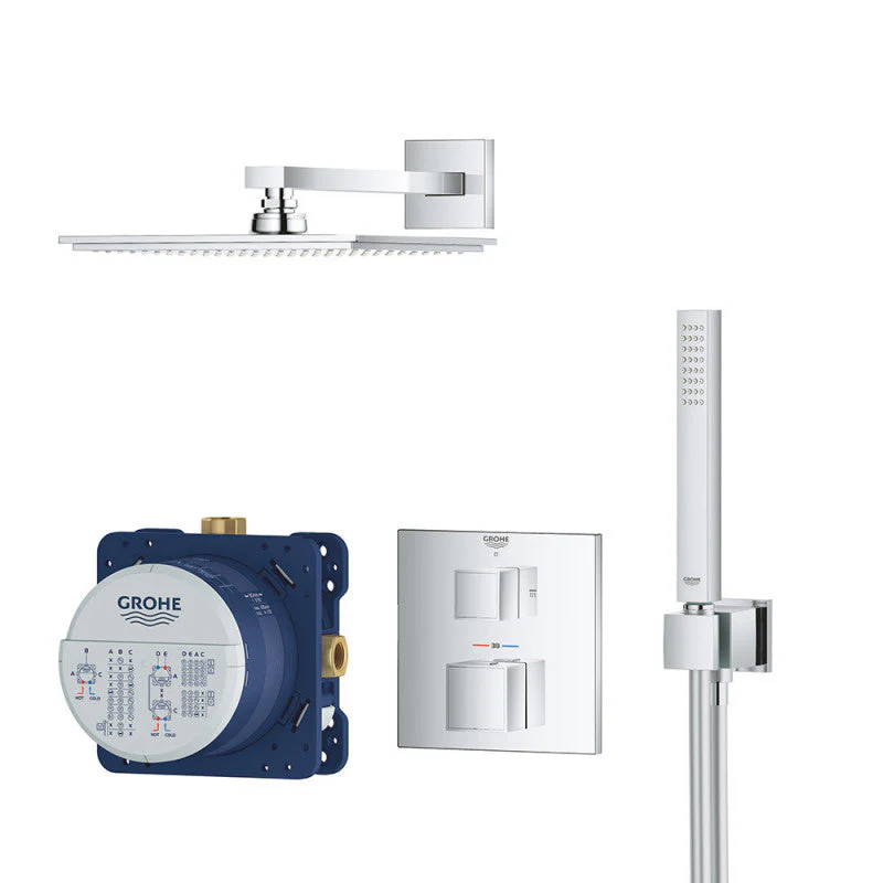 Pack de douche encastré GROHTHERM CUBE GROHE 34741000 - tête 23 x 23 cm + douchette stick - Image 3