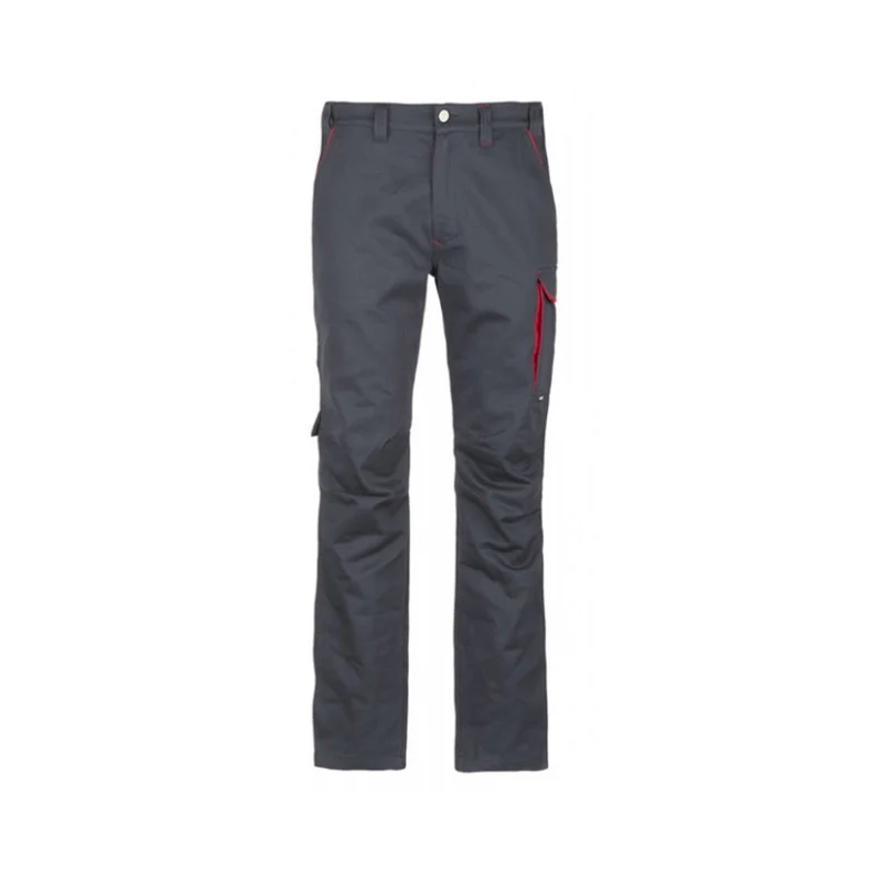 Pantalon de travail multipoche Inn-Lever DUCATI - 100% coton 270 g/m2- gris naturel/rouge