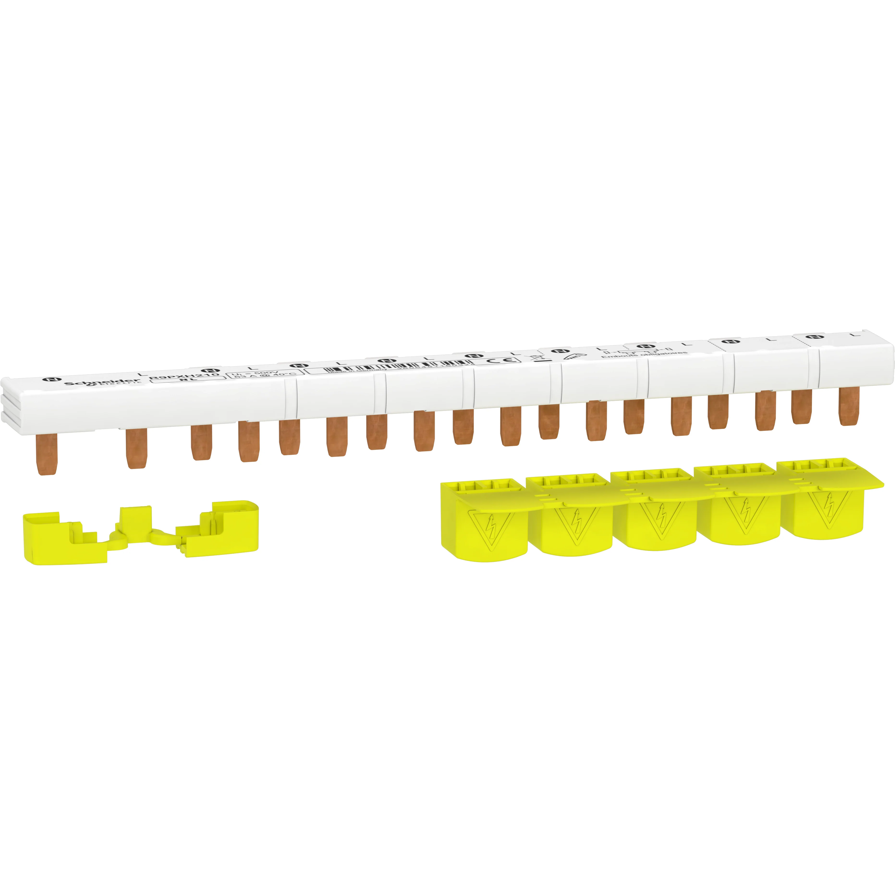 Peigne monobloc SCHNEIDER R9PXH210 1P+N 63A 10 modules avec cache-dents 5 modules Resi9