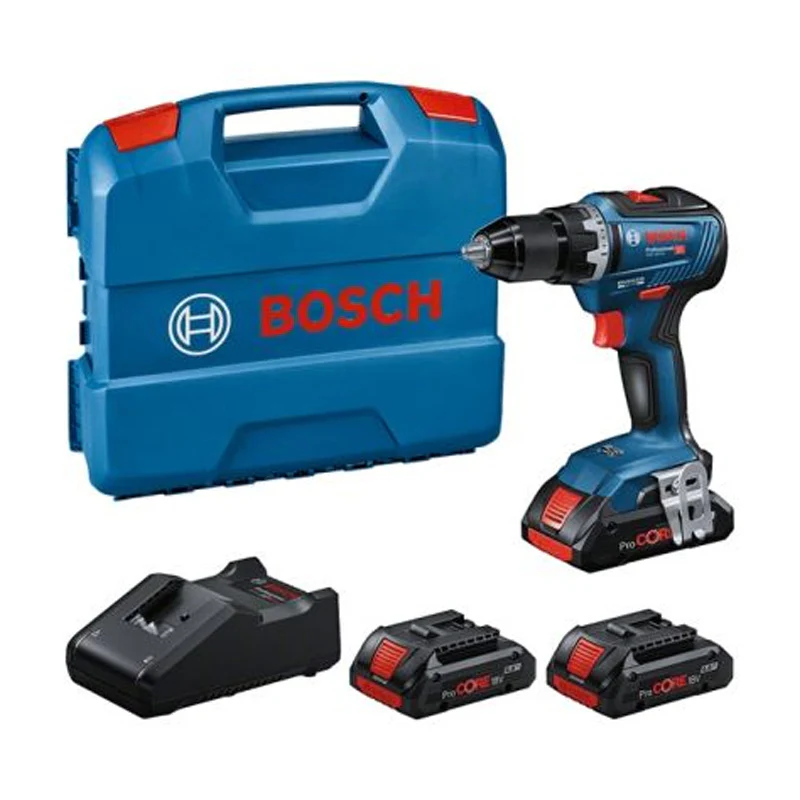 Perceuse-visseuse BOSCH GSR 18V-55 - 0615A5002P Professional sans fil 18 V - 55 Nm Brushless + 3x batterie ProCORE 4,0 Ah + chargeur + L case