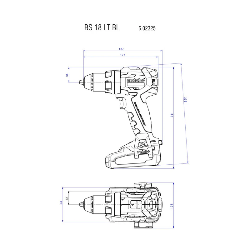 Perceuse visseuse sans fil 18V BS 18 LT BL METABO 602325890 (vendu sans batterie) - Image 2