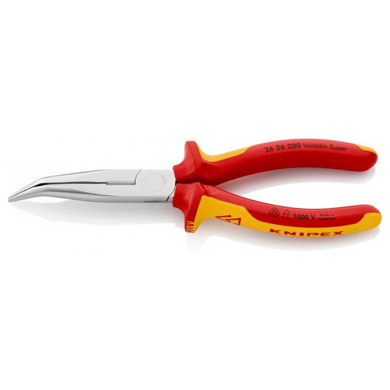Pince à becs demi-ronds KNIPEX 26 26 200 200mm coudés à 40 - Image 3