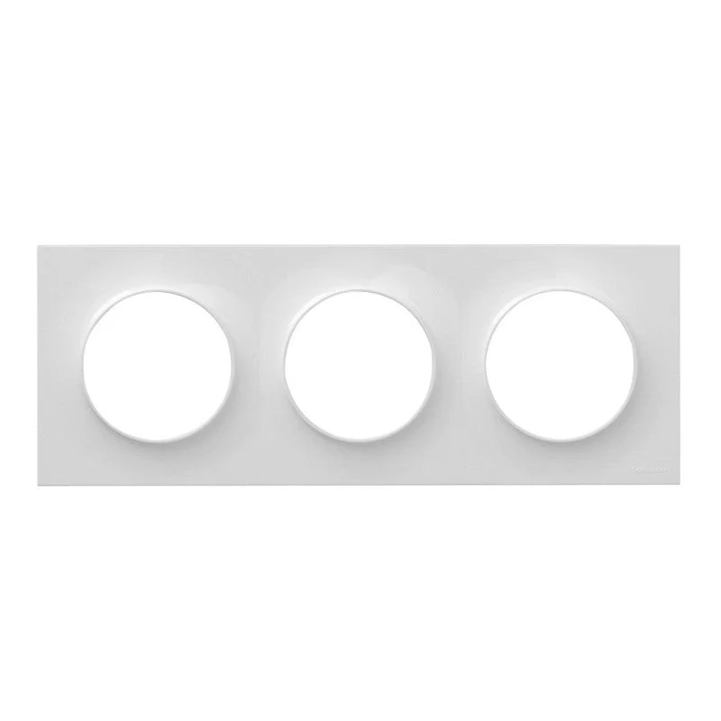 Plaque de finition clipsable  SCHNEIDER Odace S510706 - 3 postes - entraxes Ø 71 mm- blanc