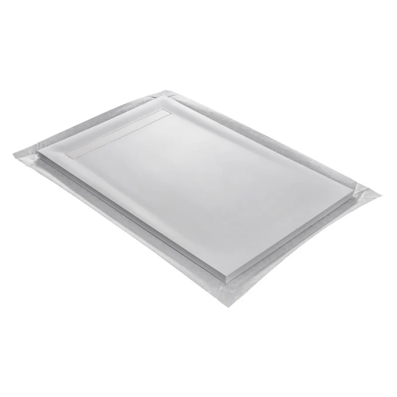 Receveur résine MARMOX imitation marbre blanc - grille caniveau excentrée