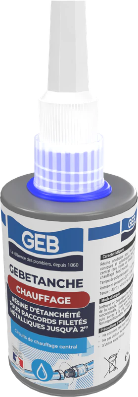 Résine anaérobie d'étanchéitée GEB pour raccords filetés métal chauffage et air comprimé 75ml - Image 5