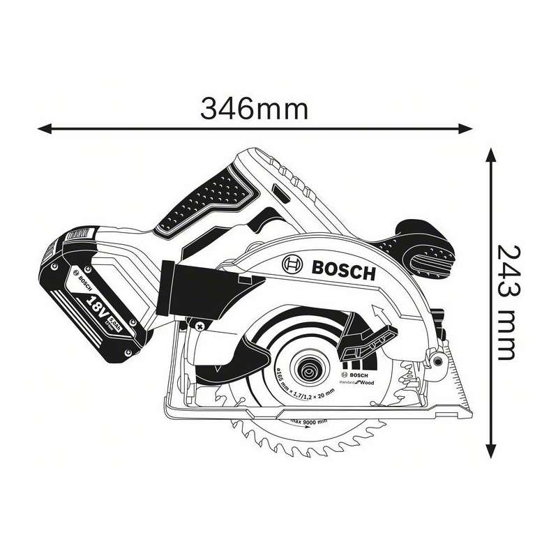 Scie circulaire sans fil Ø 165 BOSCH 06016A2200 - GKS 18V-57 Professional 18V (vendu sans batterie) - Image 4