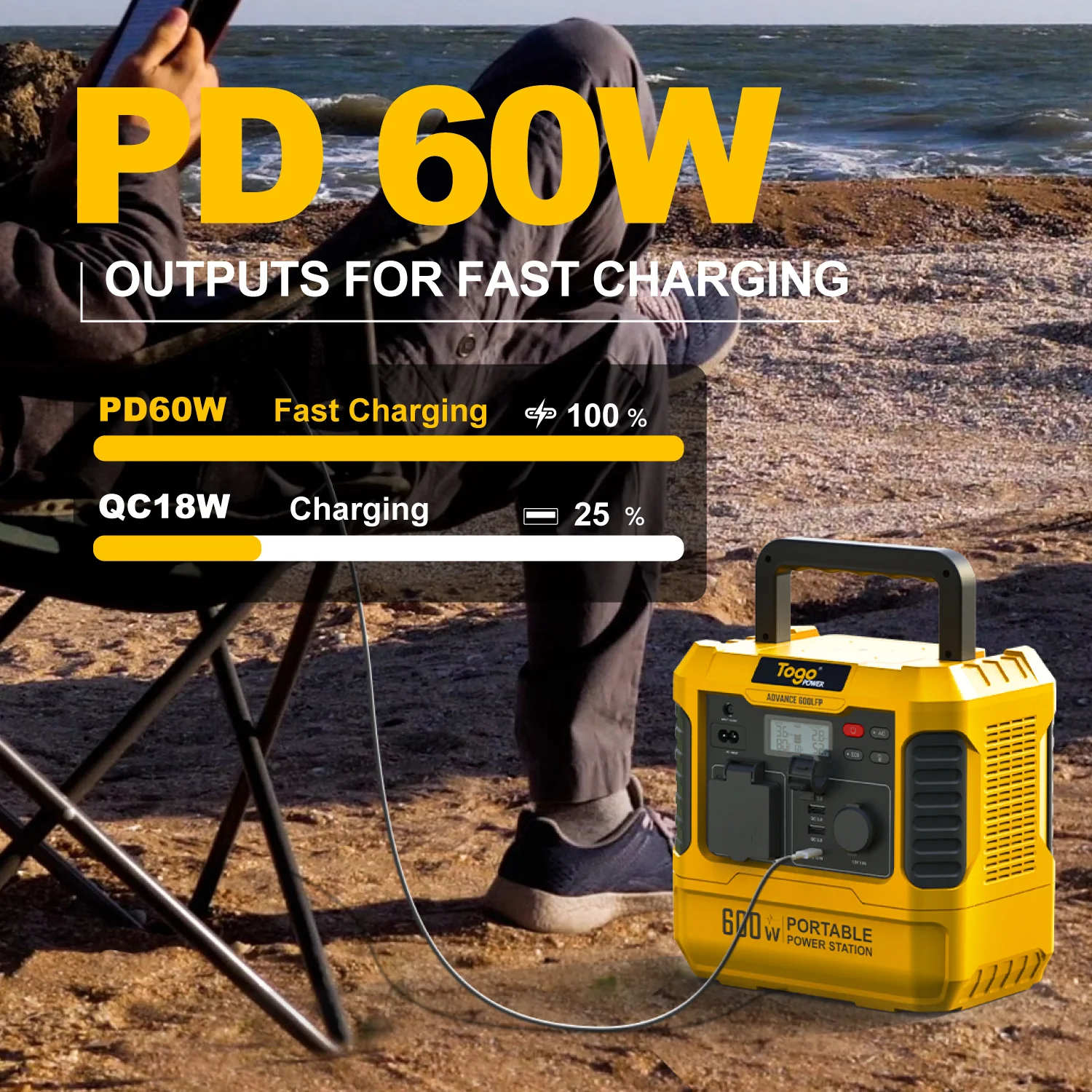 Station d'energie - TOGO POWER - Technologie batterie LiFEPO4 - ADVANCE600LFP - Sortie max AC 1200W - Image 27