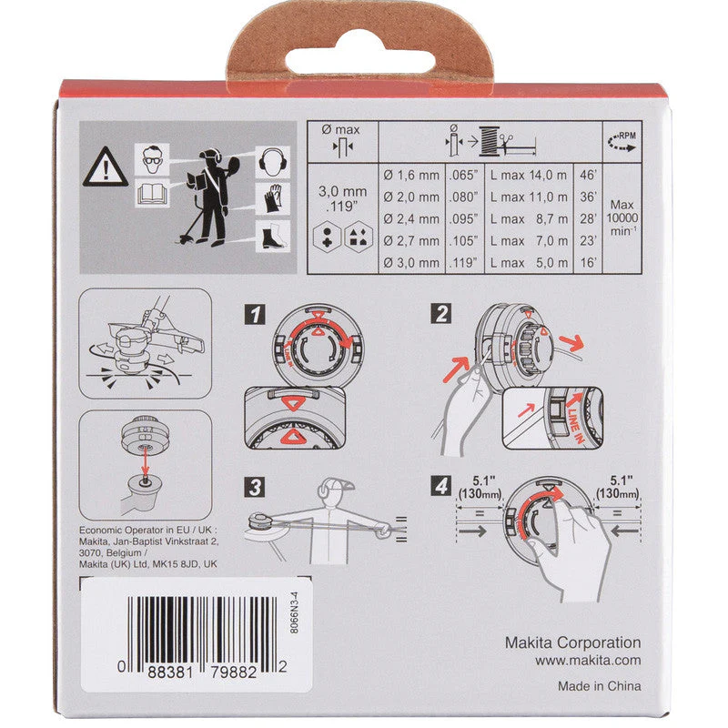Tête de débroussailleuse 2,7 mm / 4 m UR013G MAKITA 1911Y2-9 - Image 4