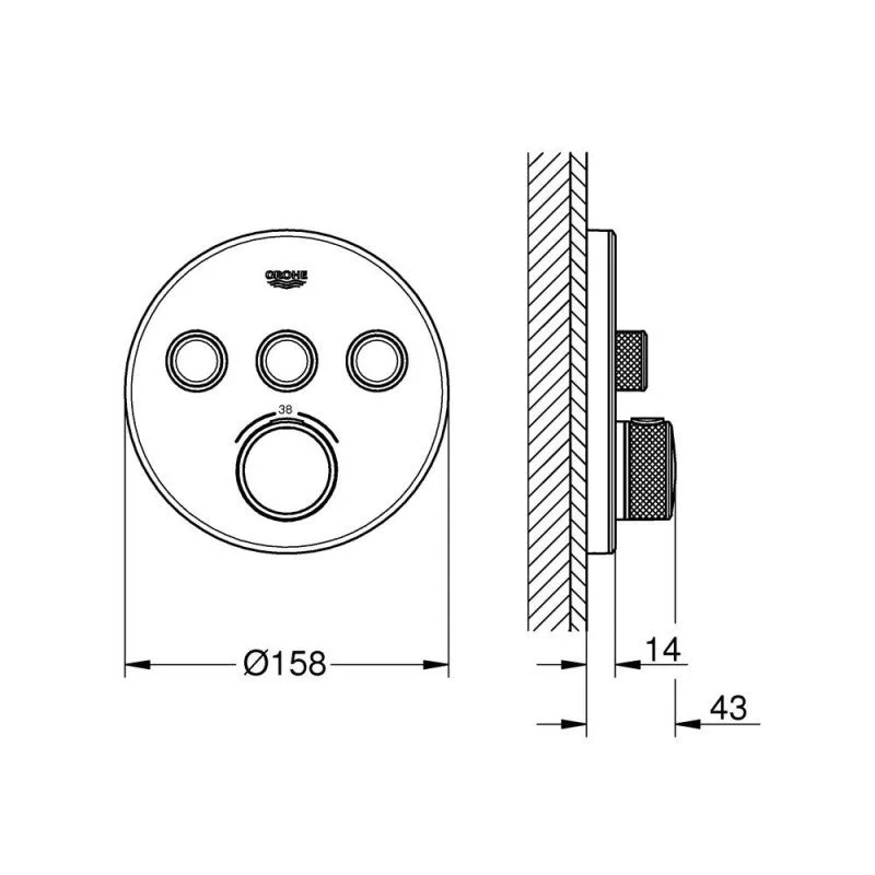 Thermostatique encastré GROTHERM SMARTCONTROL GROHE 29904LS0 - 3 sorties - blanc - Image 3