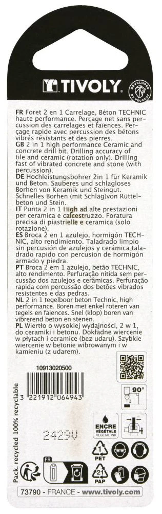Tivoly   1 Foret Béton-Carrelage 2 en 1 Technic, Rouge, Ø 5 mm - Image 4