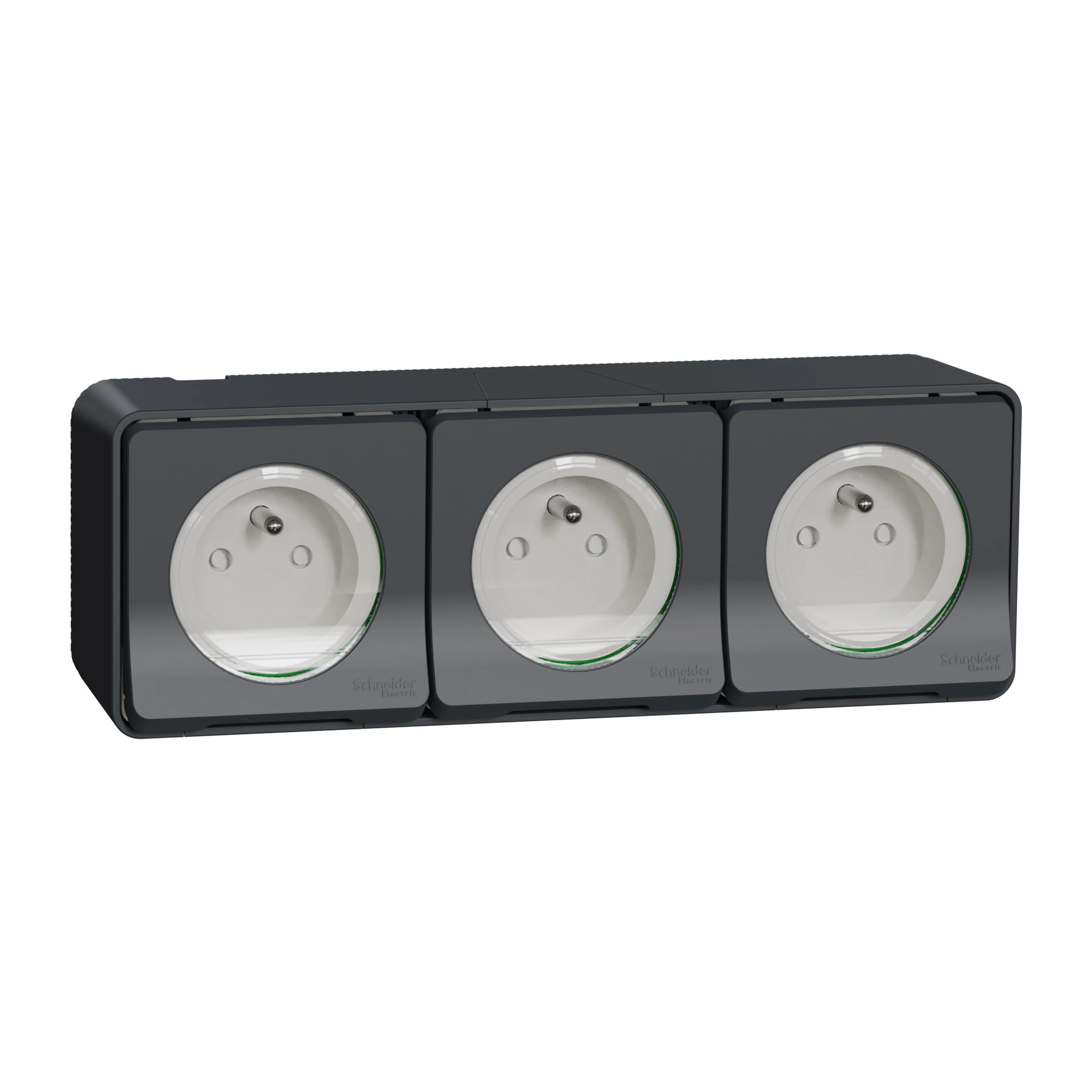 Triple prise SCHNEIDER MUR36037 2P+T étanche grise horizontale Mureva Styl