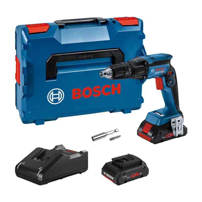 Visseuse plaquiste sans fil GTB 18V-45 BOSCH PROFESSIONAL 06019K7002 avec 2 batteries 4 Ah ProCORE 18V, chargeur GAL 18V-40, L-BOXX